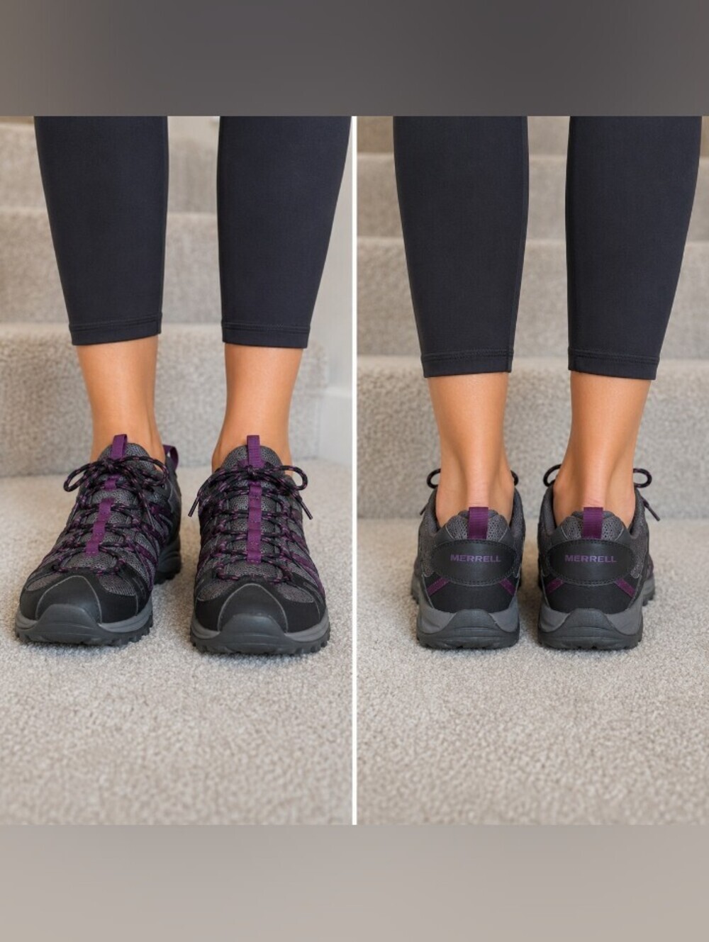 Merrell Women's Gray and Purple Lace-Up Athletic Sneakers Water Proof 8.5